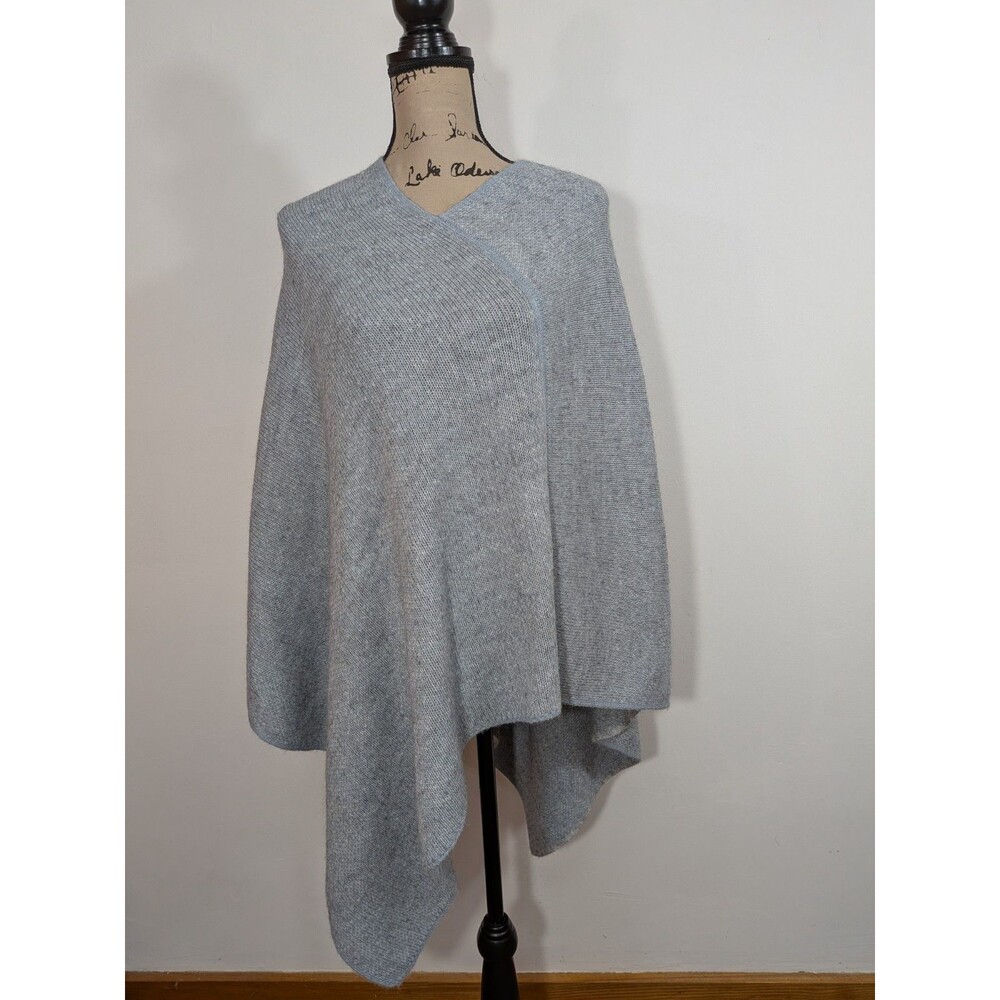 Fratelli Talli Italy Blue Knit Poncho Sweater Asymmetrical Alpaca Wool Blend OS
